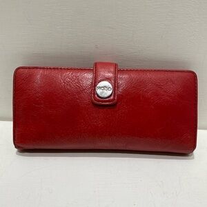 HOBO INTERNATIONAL “Iris” Red Leather Bifold Wallet